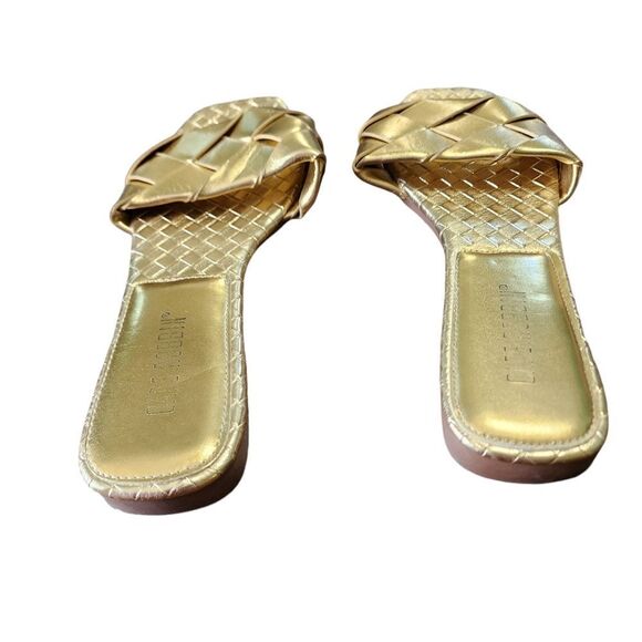Cape Robin gold woven open toe slides 8.5 - Picture 2 of 3